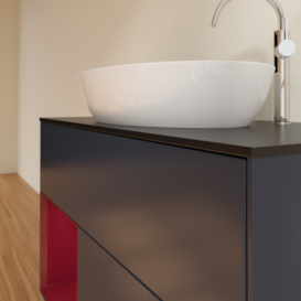 Тумба под раковину Villeroy & Boch Finion 100х50,1 см с подсветкой МДФ темно-синий матовый лак/стекло черное матовое G892HBHG