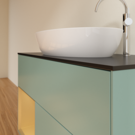 Тумба под раковину Villeroy & Boch Finion 100х50,1 см с подсветкой МДФ оливковый матовый лак/стекло черное матовое G892HFGM