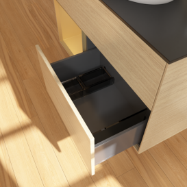 Тумба под раковину Villeroy & Boch Finion 100х50,1 см с подсветкой МДФ шпон дуба/стекло черное матовое G892HFPC