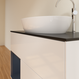 Тумба под раковину Villeroy & Boch Finion 100х50,1 см с подсветкой МДФ глянцевый белый лак/стекло черное матовое G892HGGF