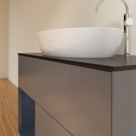 Тумба под раковину Villeroy & Boch Finion 100х50,1 см с подсветкой МДФ антрацит матовый лак/стекло черное матовое G892HGGK