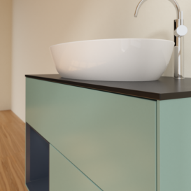 Тумба под раковину Villeroy & Boch Finion 100х50,1 см с подсветкой МДФ оливковый матовый лак/стекло черное матовое G892HGGM