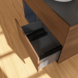 Тумба под раковину Villeroy & Boch Finion 100х50,1 см с подсветкой МДФ шпон грецкого ореха/стекло черное матовое G892HGGN