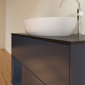 Тумба под раковину Villeroy & Boch Finion 100х50,1 см с подсветкой МДФ темно-синий матовый лак/стекло черное матовое G892HGHG