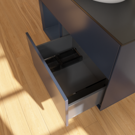 Тумба под раковину Villeroy & Boch Finion 100х50,1 см с подсветкой МДФ темно-синий матовый лак/стекло черное матовое G892HGHG