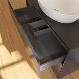 Тумба под раковину Villeroy & Boch Finion 100х50,1 см с подсветкой МДФ темно-синий матовый лак/стекло черное матовое G892HGHG