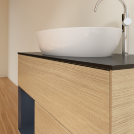 Тумба под раковину Villeroy & Boch Finion 100х50,1 см с подсветкой МДФ шпон дуба/стекло черное матовое G892HGPC