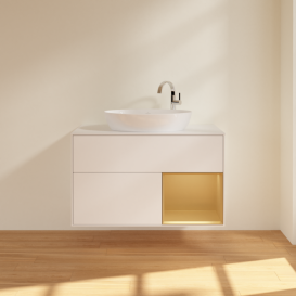 Тумба под раковину Villeroy & Boch Finion 100х50,1 см с подсветкой МДФ белый матовый лак/стекло белое матовое F901HFMT