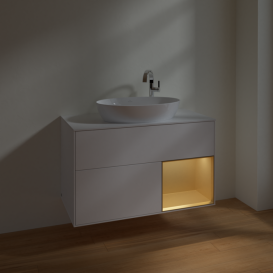 Тумба под раковину Villeroy & Boch Finion 100х50,1 см с подсветкой МДФ белый матовый лак/стекло белое матовое F901HFMT