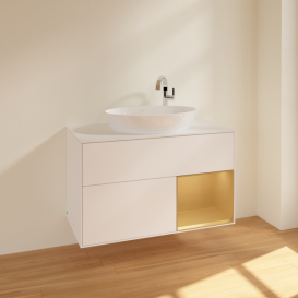 Тумба под раковину Villeroy & Boch Finion 100х50,1 см с подсветкой МДФ белый матовый лак/стекло белое матовое F901HFMT