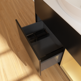 Тумба под раковину Villeroy & Boch Finion 100х50,1 см с подсветкой МДФ черный матовый лак/стекло белое матовое F901HFPD