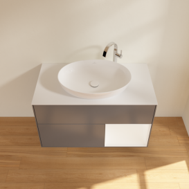 Тумба под раковину Villeroy & Boch Finion 100х50,1 см с подсветкой МДФ антрацит матовый лак/стекло белое матовое F901MTGK