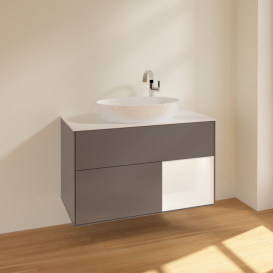Тумба под раковину Villeroy & Boch Finion 100х50,1 см с подсветкой МДФ антрацит матовый лак/стекло белое матовое F901MTGK