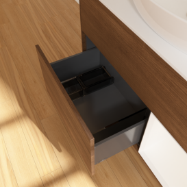 Тумба под раковину Villeroy & Boch Finion 100х50,1 см с подсветкой МДФ шпон грецкого ореха/стекло белое матовое F901MTGN