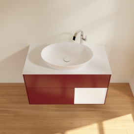 Тумба под раковину Villeroy & Boch Finion 100х50,1 см с подсветкой МДФ пион матовый лак/стекло белое матовое F901MTHB