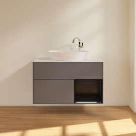 Тумба под раковину Villeroy & Boch Finion 100х50,1 см с подсветкой МДФ антрацит матовый лак/стекло белое матовое F901PDGK