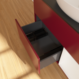 Тумба под раковину Villeroy & Boch Finion 100х50,1 см с подсветкой МДФ пион матовый лак/стекло черное матовое F902GFHB