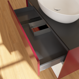 Тумба под раковину Villeroy & Boch Finion 100х50,1 см с подсветкой МДФ пион матовый лак/стекло черное матовое F902GFHB