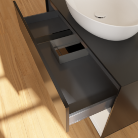 Тумба под раковину Villeroy & Boch Finion 100х50,1 см с подсветкой МДФ черный матовый лак/стекло черное матовое F902GFPD