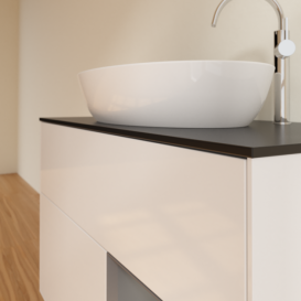 Тумба под раковину Villeroy & Boch Finion 100х50,1 см с подсветкой МДФ глянцевый белый лак/стекло черное матовое F902GKGF