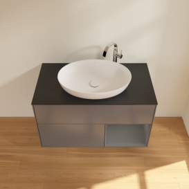 Тумба под раковину Villeroy & Boch Finion 100х50,1 см с подсветкой МДФ антрацит матовый лак/стекло черное матовое F902GKGK