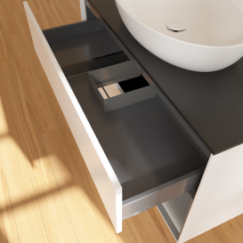 Тумба под раковину Villeroy & Boch Finion 100х50,1 см с подсветкой МДФ белый матовый лак/стекло черное матовое F902GKMT