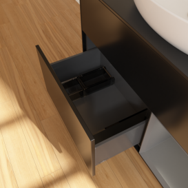 Тумба под раковину Villeroy & Boch Finion 100х50,1 см с подсветкой МДФ черный матовый лак/стекло черное матовое F902GKPD