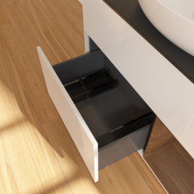 Тумба под раковину Villeroy & Boch Finion 100х50,1 см с подсветкой МДФ глянцевый белый лак/стекло черное матовое F902GNGF