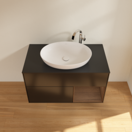 Тумба под раковину Villeroy & Boch Finion 100х50,1 см с подсветкой МДФ черный матовый лак/стекло черное матовое F902GNPD