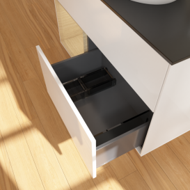 Тумба под раковину Villeroy & Boch Finion 100х50,1 см с подсветкой МДФ глянцевый белый лак/стекло черное матовое G892PCGF