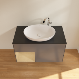 Тумба под раковину Villeroy & Boch Finion 100х50,1 см с подсветкой МДФ антрацит матовый лак/стекло черное матовое G892PCGK