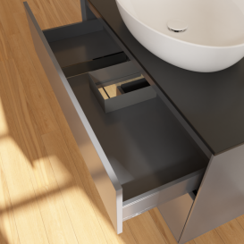 Тумба под раковину Villeroy & Boch Finion 100х50,1 см с подсветкой МДФ антрацит матовый лак/стекло черное матовое G892PCGK