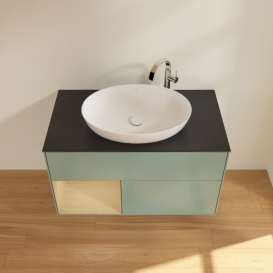 Тумба под раковину Villeroy & Boch Finion 100х50,1 см с подсветкой МДФ оливковый матовый лак/стекло черное матовое G892PCGM