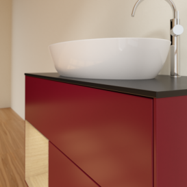 Тумба под раковину Villeroy & Boch Finion 100х50,1 см с подсветкой МДФ пион матовый лак/стекло черное матовое G892PCHB