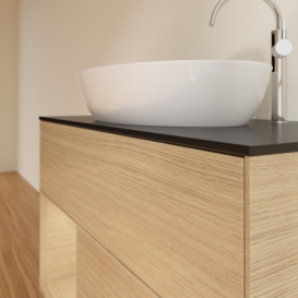 Тумба под раковину Villeroy & Boch Finion 100х50,1 см с подсветкой МДФ шпон дуба/стекло черное матовое G892PCPC