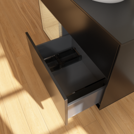 Тумба под раковину Villeroy & Boch Finion 100х50,1 см с подсветкой МДФ черный матовый лак/стекло черное матовое G892PCPD