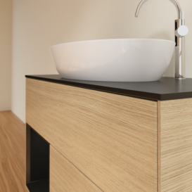 Тумба под раковину Villeroy & Boch Finion 100х50,1 см с подсветкой МДФ шпон дуба/стекло черное матовое G892PDPC