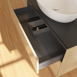 Тумба под раковину Villeroy & Boch Finion 100х50,1 см с подсветкой МДФ шпон дуба/стекло черное матовое G892PDPC