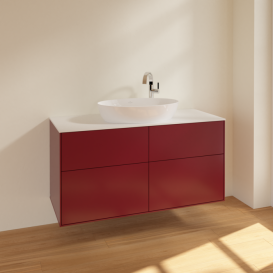 Тумба под раковину Villeroy & Boch Finion 120х50,1 см МДФ пион матовый лак/стекло белое матовое F91100HB