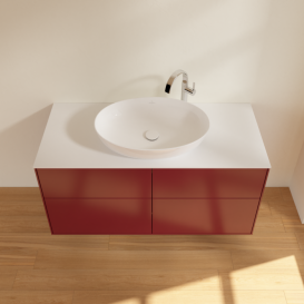 Тумба под раковину Villeroy & Boch Finion 120х50,1 см МДФ пион матовый лак/стекло белое матовое F91100HB