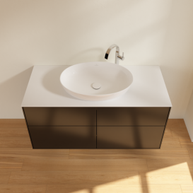 Тумба под раковину Villeroy & Boch Finion 120х50,1 см МДФ черный матовый лак/стекло белое матовое F91100PD