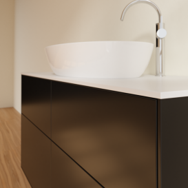 Тумба под раковину Villeroy & Boch Finion 120х50,1 см МДФ черный матовый лак/стекло белое матовое F91100PD