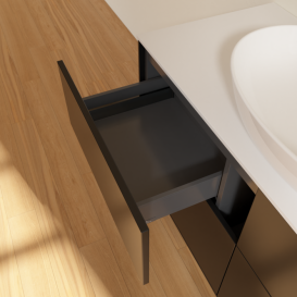 Тумба под раковину Villeroy & Boch Finion 120х50,1 см МДФ черный матовый лак/стекло белое матовое F91100PD