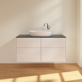 Тумба под раковину Villeroy & Boch Finion 120х50,1 см МДФ глянцевый белый лак/стекло черное матовое F91200GF