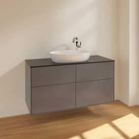 Тумба под раковину Villeroy & Boch Finion 120х50,1 см МДФ антрацит матовый лак/стекло черное матовое F91200GK