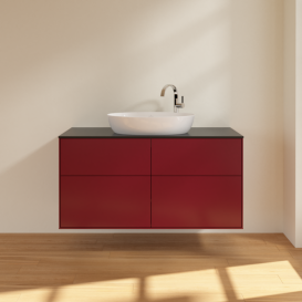 Тумба под раковину Villeroy & Boch Finion 120х50,1 см МДФ пион матовый лак/стекло черное матовое F91200HB