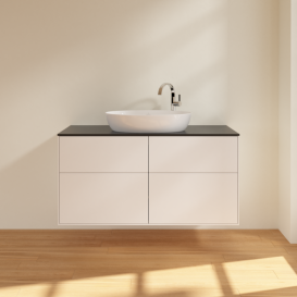 Тумба под раковину Villeroy & Boch Finion 120х50,1 см МДФ белый матовый лак/стекло черное матовое F91200MT