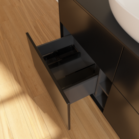 Тумба под раковину Villeroy & Boch Finion 160х50,1 см МДФ черный матовый лак/стекло черное матовое F91200PD