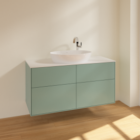 Тумба под раковину Villeroy & Boch Finion 120х50,1 см МДФ оливковый матовый лак/стекло белое матовое F91100GM