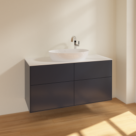 Тумба под раковину Villeroy & Boch Finion 120х50,1 см МДФ темно-синий матовый лак/стекло белое матовое F91100HG